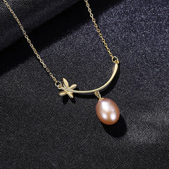 Aetolia 925 Sterling Silver Natural Freshwater Pearl Necklace Butterfly Pendant Necklace FN-0238