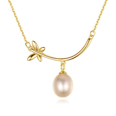 Aetolia 925 Sterling Silver Natural Freshwater Pearl Necklace Butterfly Pendant Necklace FN-0238