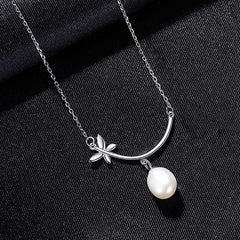 Aetolia 925 Sterling Silver Natural Freshwater Pearl Necklace Butterfly Pendant Necklace FN-0238