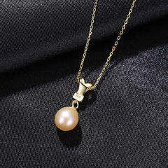 Aetolia 925 Sterling Silver Natural Freshwater Pearl Necklace Crown CZ Diamond Pendant Necklace FN-0213