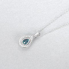 Aetolia 925 Sterling Silver 18K Gold Plated Teardrop Sky Blue Gemstone Halo CZ Diamond Pendant Necklace SN627