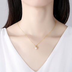 Aetolia 925 Sterling Silver Natural Freshwater Pearl Necklace Cute Coccinella Pendant Necklace FN-0290