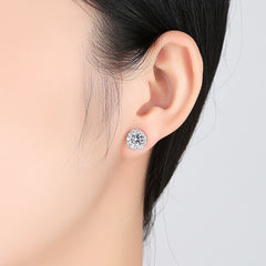 Aetolia 925 Sterling Silver 18K Gold Plated Flower Round Halo Stud Earrings SE0016