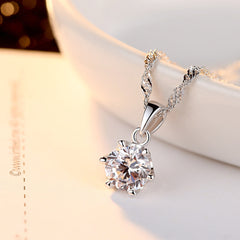 Aetolia 925 Sterling Silver 18K Gold Plated Classic 6 Prongs Round Solitaire Pendant Necklace SN0021