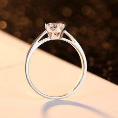 Aetolia 925 Sterling Silver 18K Gold Plated 6 Prong Round Solitaire Engagement Wedding Ring SR0022