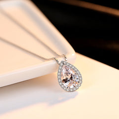 Aetolia 925 Sterling Silver 18K Gold Plated Teardrop Halo Pendant Necklace SN0026