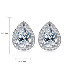 Aetolia 925 Sterling Silver 18K Gold Plated Teardrop Halo Stud Earrings SE0025