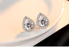 Aetolia 925 Sterling Silver 18K Gold Plated Teardrop Halo Stud Earrings SE0025