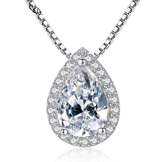 Aetolia 925 Sterling Silver 18K Gold Plated Teardrop Halo Pendant Necklace SN0026