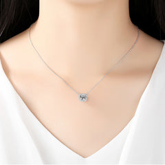 Aetolia 925 Sterling Silver 18K Gold Plated Square Sparkle Halo Pendant Necklace SN0035