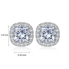 Aetolia 925 Sterling Silver 18K Gold Plated Square Halo Stud Earrings SE0034