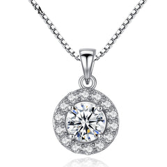 Aetolia 925 Sterling Silver 18K Gold Plated Round Sparkle Halo Pendant Necklace SN0037