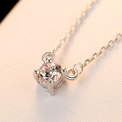 Aetolia 925 Sterling Silver 18K Gold Plated 1 Ct Simple Round Solitaire Pendant Necklace SN0040