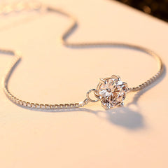 Aetolia 925 Sterling Silver 18K Gold Plated Simple Solitaire CZ Diamond Chain Bracelet SB0013