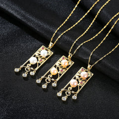 Aetolia 925 Sterling Silver Natural Freshwater Pearl Necklace Hollow Engrave Flower Pendant Necklace FN0039