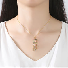 Aetolia 925 Sterling Silver Natural Freshwater Pearl Necklace Hollow Engrave Flower Pendant Necklace FN0039