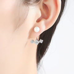 Aetolia 925 Sterling Silver Natural Freshwater Pearl Earrings Flower Halo Stud Earrings FE0044