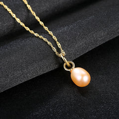 Aetolia 925 Sterling Silver Natural Freshwater Pearl Necklace Simple Double Circles Pendant Necklace FN0103