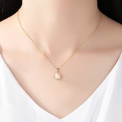 Aetolia 925 Sterling Silver Natural Freshwater Pearl Necklace Halo Flower Pendant Necklace FN0052