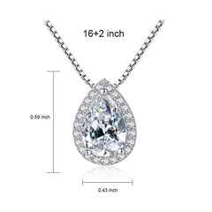 Aetolia 925 Sterling Silver 18K Gold Plated Teardrop Halo Pendant Necklace SN0026