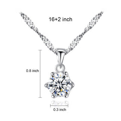 Aetolia 925 Sterling Silver 18K Gold Plated Classic 6 Prongs Round Solitaire Pendant Necklace SN0021