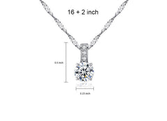 Aetolia 925 Sterling Silver 18K Gold Plated Elegant 4 Prongs Round Cut Solitaire Pendant Necklace SN0042