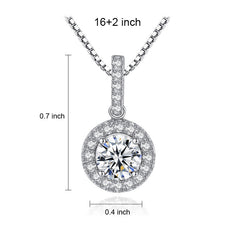 Aetolia 925 Sterling Silver 18K Gold Plated Elegant Round 4 Prongs Solitaire Halo Pendant Necklace SN0024