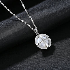 Aetolia 925 Sterling Silver Natural Freshwater Pearl Necklace Elegant White Pearl Pendant Necklace FN0078