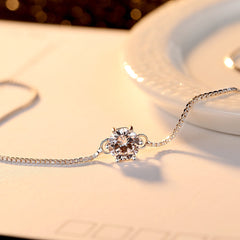 Aetolia 925 Sterling Silver 18K Gold Plated Simple Solitaire CZ Diamond Chain Bracelet SB0013