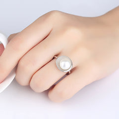 Aetolia 925 Sterling Silver Natural Freshwater Pearl Rings Shell Shaped Adjustable Open Ring FR0006