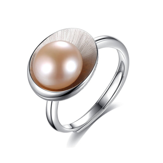 Aetolia 925 Sterling Silver Natural Freshwater Pearl Rings Shell Shaped Adjustable Open Ring FR0006