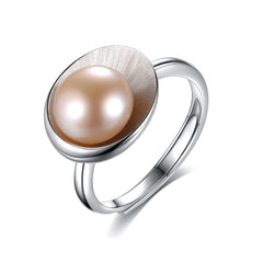 Aetolia 925 Sterling Silver Natural Freshwater Pearl Rings Shell Shaped Adjustable Open Ring FR0006