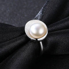 Aetolia 925 Sterling Silver Natural Freshwater Pearl Rings Shell Shaped Adjustable Open Ring FR0006