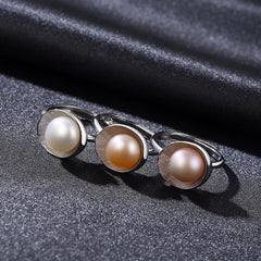 Aetolia 925 Sterling Silver Natural Freshwater Pearl Rings Shell Shaped Adjustable Open Ring FR0006