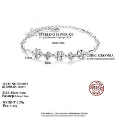 Aetolia 925 Sterling Silver 18K Gold Plated Luxury Flower CZ Diamond Chain Bracelet SB0053