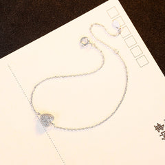 Aetolia 925 Sterling Silver 18K Gold Plated Heart Paving Setting Pink CZ Diamond Chain Bracelet SB-485