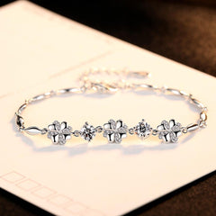 Aetolia 925 Sterling Silver 18K Gold Plated Luxury Flower CZ Diamond Chain Bracelet SB0053