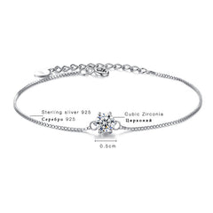 Aetolia 925 Sterling Silver 18K Gold Plated Simple Solitaire CZ Diamond Chain Bracelet SB0013