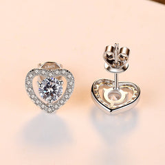 Aetolia 925 Sterling Silver 18K Gold Plated Hollow Love Heart Halo Stud Earrings SE0103