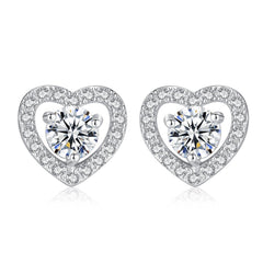 Aetolia 925 Sterling Silver 18K Gold Plated Hollow Love Heart Halo Stud Earrings SE0103