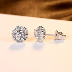 Aetolia 925 Sterling Silver 18K Gold Plated Flower Halo Stud Earrings SE0070