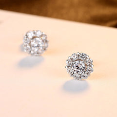 Aetolia 925 Sterling Silver 18K Gold Plated Flower Halo Stud Earrings SE0070