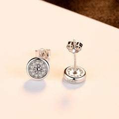 Aetolia 925 Sterling Silver 18K Gold Plated Round Halo Bezel Set Stud Earrings SE0066