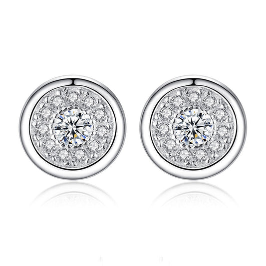 Aetolia 925 Sterling Silver 18K Gold Plated Round Halo Bezel Set Stud Earrings SE0066
