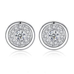 Aetolia 925 Sterling Silver 18K Gold Plated Round Halo Bezel Set Stud Earrings SE0066