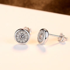 Aetolia 925 Sterling Silver 18K Gold Plated Round Halo Bezel Set Stud Earrings SE0066