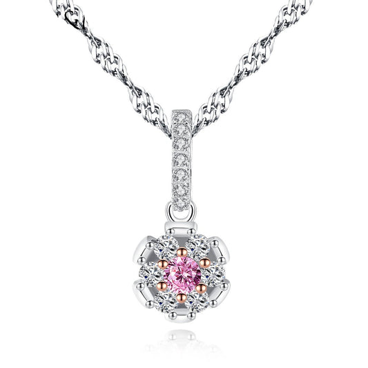 Aetolia 925 Sterling Silver 18K Gold Plated Pink Flower Pistil Pendant Necklace SN0078