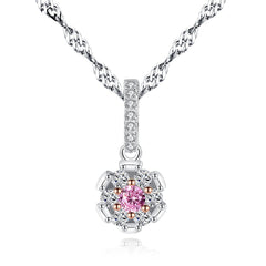 Aetolia 925 Sterling Silver 18K Gold Plated Pink Flower Pistil Pendant Necklace SN0078