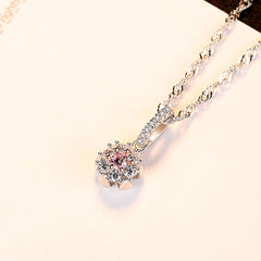 Aetolia 925 Sterling Silver 18K Gold Plated Pink Flower Pistil Pendant Necklace SN0078