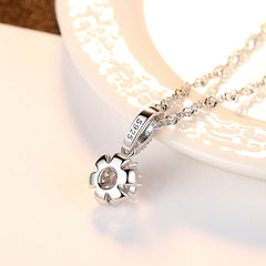 Aetolia 925 Sterling Silver 18K Gold Plated Pink Flower Pistil Pendant Necklace SN0078